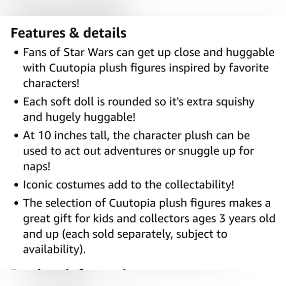 🆕️🤍Star Wars Princess Leia 10-inch rounded plush figure NWT - Picture 6 of 6